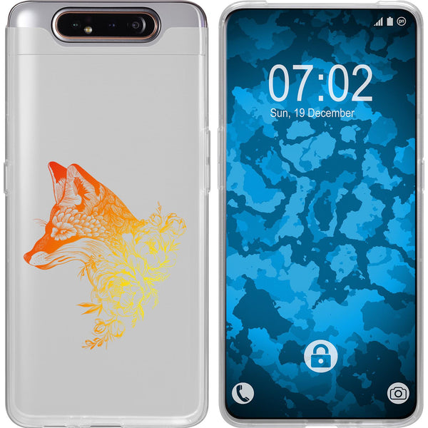 Galaxy A80 Silikon-Hülle Floral Fuchs M1-2 Case