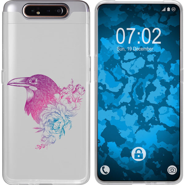 Galaxy A80 Silikon-Hülle Floral Rabe M4-6 Case