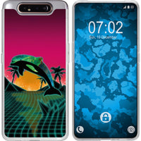 Galaxy A80 Silikon-Hülle Retro Wave Delphin M1 Case