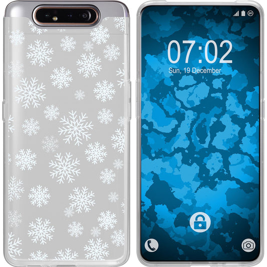 Galaxy A80 Silikon-Hülle X Mas Weihnachten Schneeflocken M2