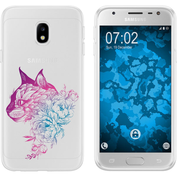 Galaxy J3 2017 Silikon-Hülle Floral Katze M2-6 Case