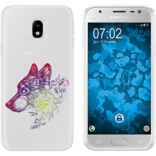 Galaxy J3 2017 Silikon-Hülle Floral Wolf M3-5 Case