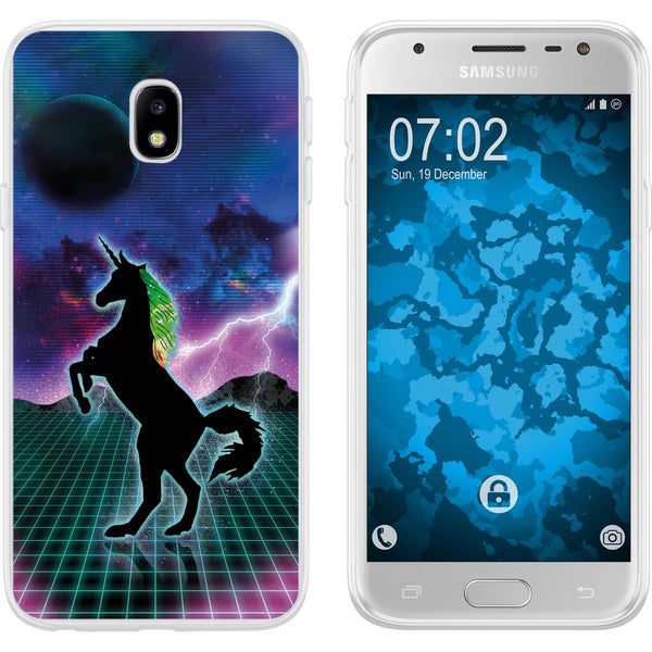 Galaxy J3 2017 Silikon-Hülle Retro Wave Einhorn M2 Case