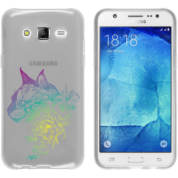 Galaxy J5 (2015 - J500) Silikon-Hülle Floral Katze M2-4 Case