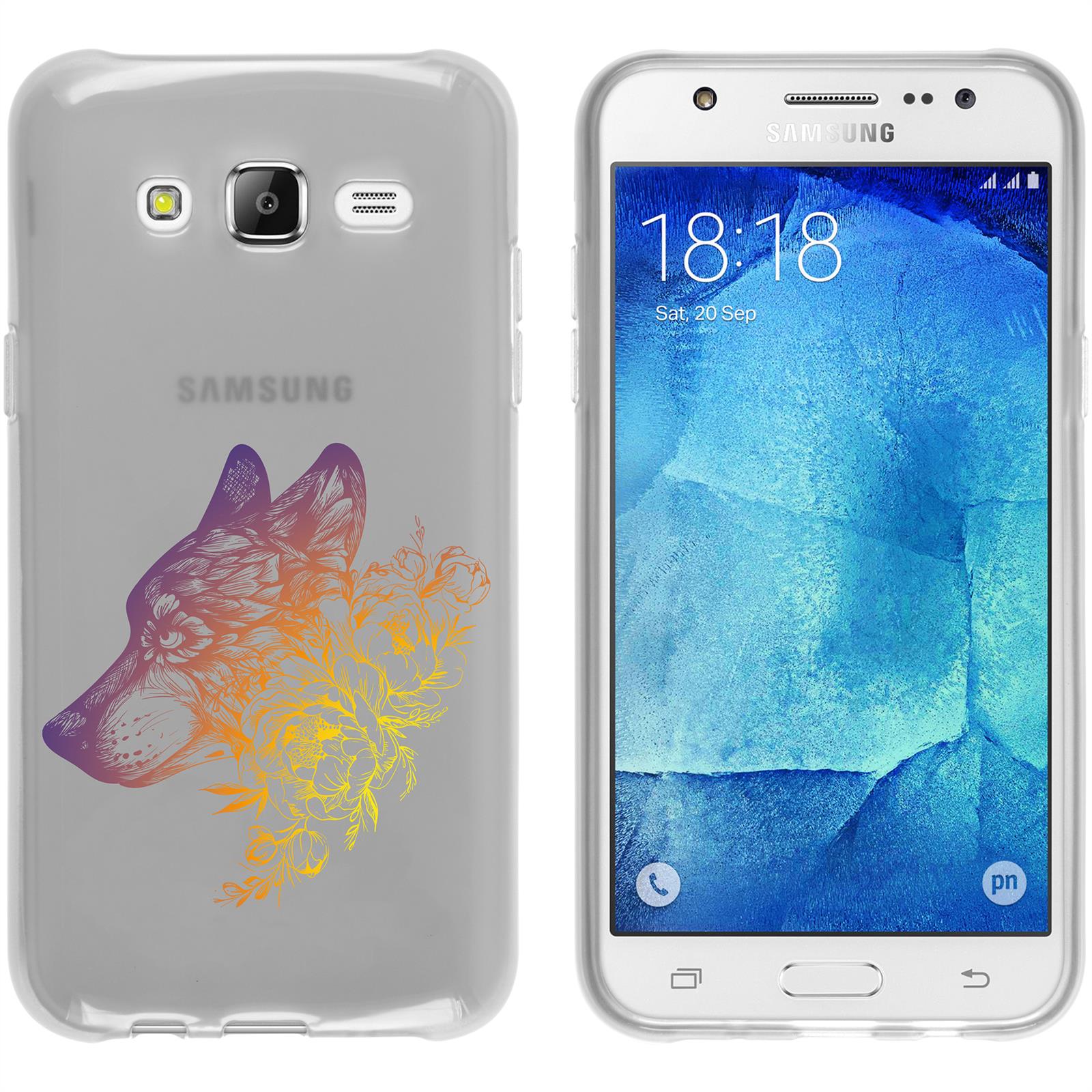 Galaxy J5 (2015 - J500) Silikon-Hülle Floral Wolf M3-3 Case