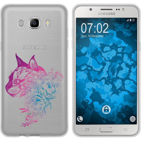 Galaxy J7 (2016) J710 Silikon-Hülle Floral Katze M2-6 Case