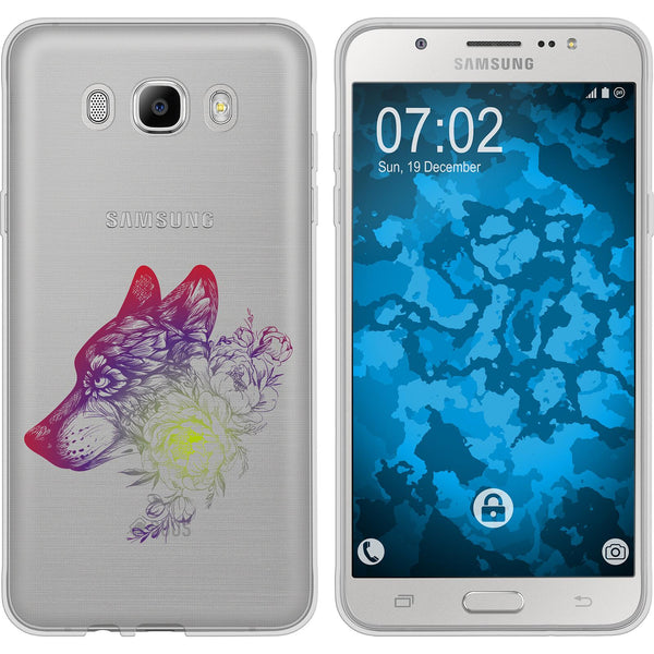 Galaxy J7 (2016) J710 Silikon-Hülle Floral Wolf M3-5 Case