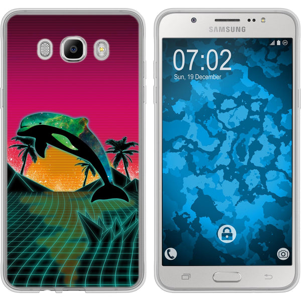 Galaxy J7 (2016) J710 Silikon-Hülle Retro Wave Delphin M1 Ca
