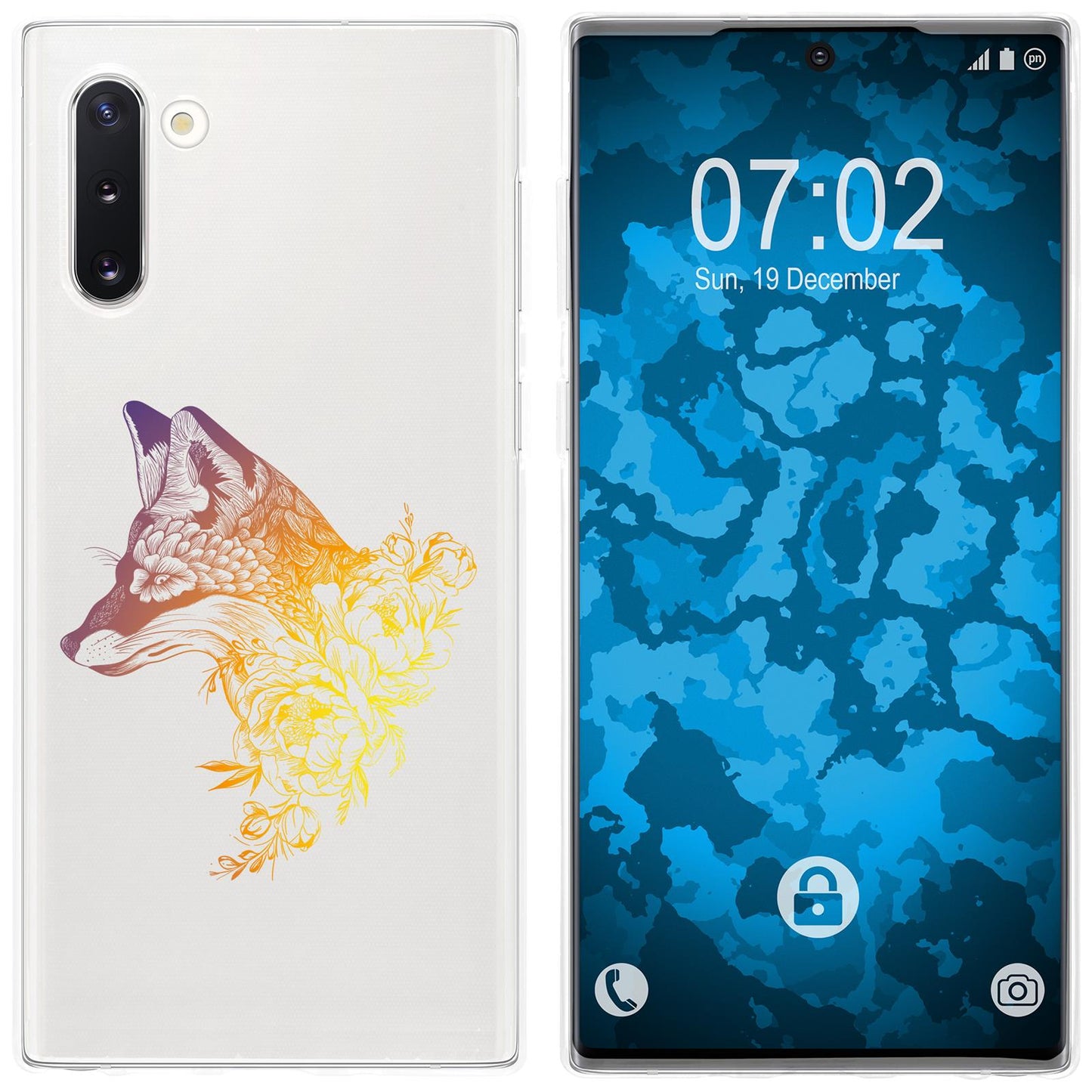 Galaxy Note 10 Silikon-Hülle Floral Fuchs M1-3 Case