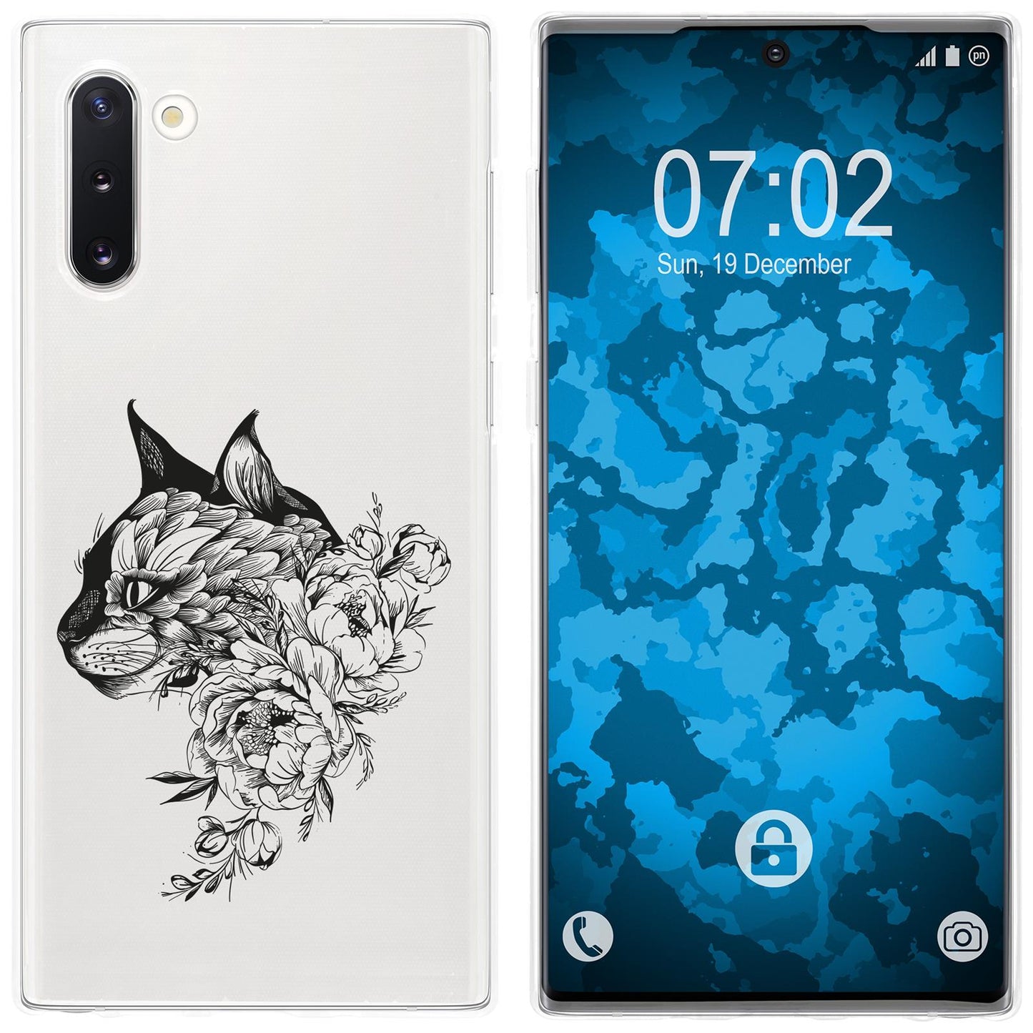 Galaxy Note 10 Silikon-Hülle Floral Katze M2-1 Case