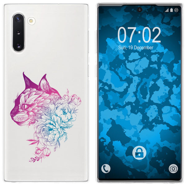 Galaxy Note 10 Silikon-Hülle Floral Katze M2-6 Case