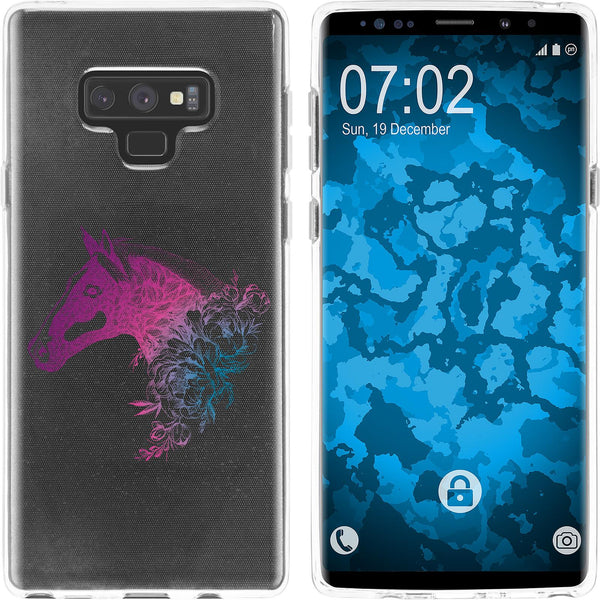 Galaxy Note 9 Silikon-Hülle Floral Pferd M5-6 Case