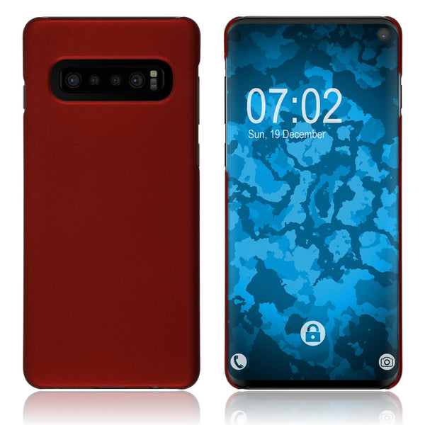 PhoneNatic Case kompatibel mit Samsung Galaxy S10 - rot Silikon Hülle gummiert Cover