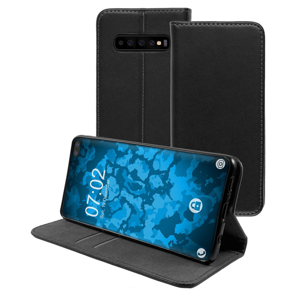 Kunst-Lederhülle für Samsung Galaxy S10 Plus Book-Case schwa