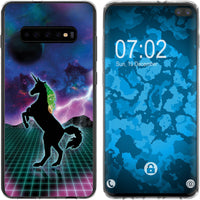 Galaxy S10 Plus Silikon-Hülle Retro Wave Einhorn M2 Case