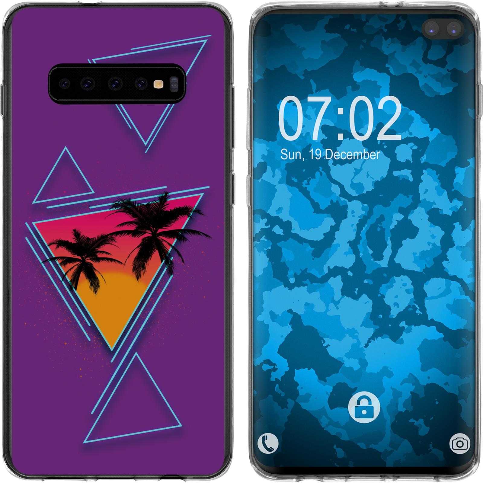 Galaxy S10 Plus Silikon-Hülle Retro Wave Palmen M3 Case