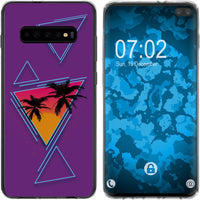 Galaxy S10 Plus Silikon-Hülle Retro Wave Palmen M3 Case