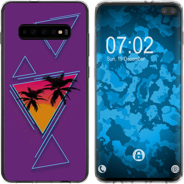 Galaxy S10 Plus Silikon-Hülle Retro Wave Palmen M3 Case