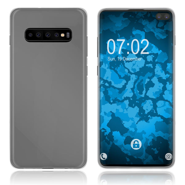 PhoneNatic Case kompatibel mit Samsung Galaxy S10 Plus - transparent-weiß Silikon Hülle matt Cover