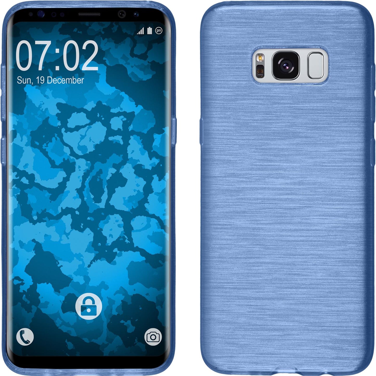 PhoneNatic Case kompatibel mit Samsung Galaxy S8 - blau Silikon Hülle brushed + flexible Folie