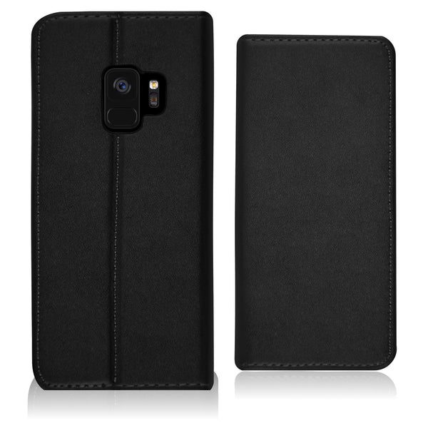 Kunst-Lederhülle für Samsung Galaxy S9 Plus Book-Case schwar