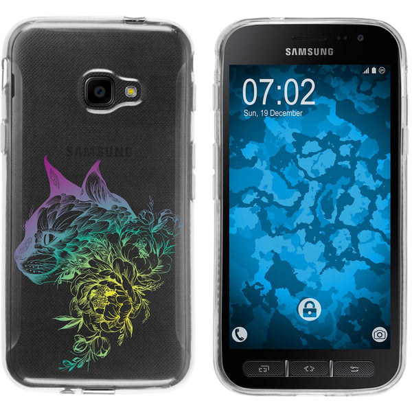 Galaxy Xcover 4 / 4s Silikon-Hülle Floral Katze M2-4 Case