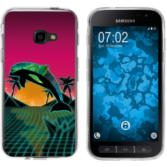 Galaxy Xcover 4 / 4s Silikon-Hülle Retro Wave Delphin M1 Cas