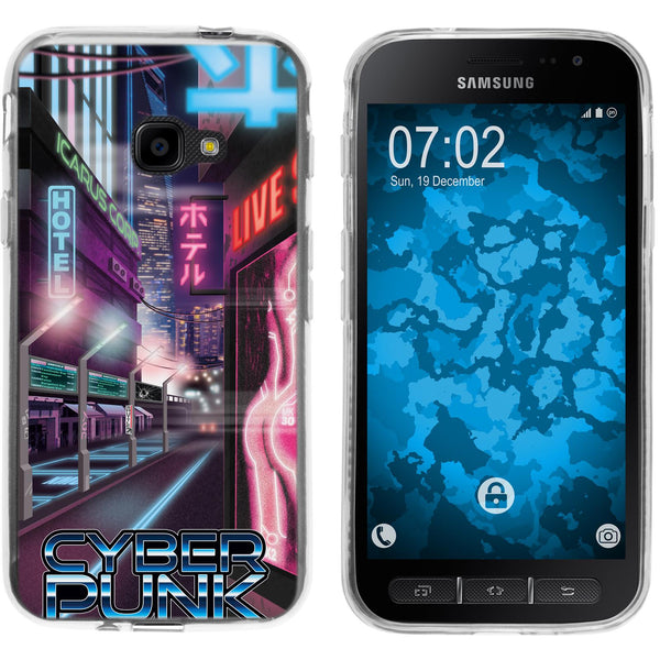 Galaxy Xcover 4 / 4s Silikon-Hülle Retro Wave Cyberpunk.01 M