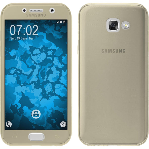 PhoneNatic Case kompatibel mit Samsung Galaxy A7 (2017) - gold Silikon Hülle 360∞ Cover