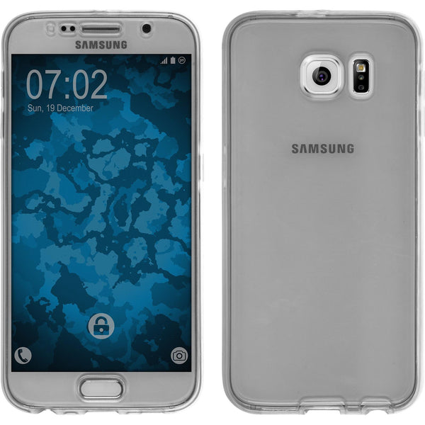 PhoneNatic Case kompatibel mit Samsung Galaxy S6 - grau Silikon Hülle 360∞ Fullbody Cover