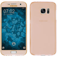 PhoneNatic Case kompatibel mit Samsung Galaxy S7 - gold Silikon Hülle 360∞ Fullbody Cover