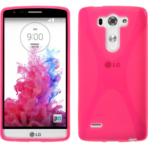 PhoneNatic Case kompatibel mit LG G3 S - pink Silikon Hülle X-Style + 2 Schutzfolien