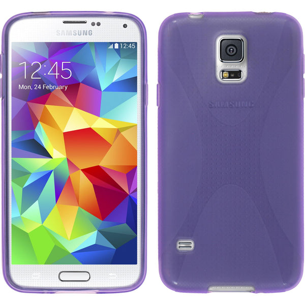 PhoneNatic Case kompatibel mit Samsung Galaxy S5 mini - lila Silikon Hülle X-Style + 2 Schutzfolien
