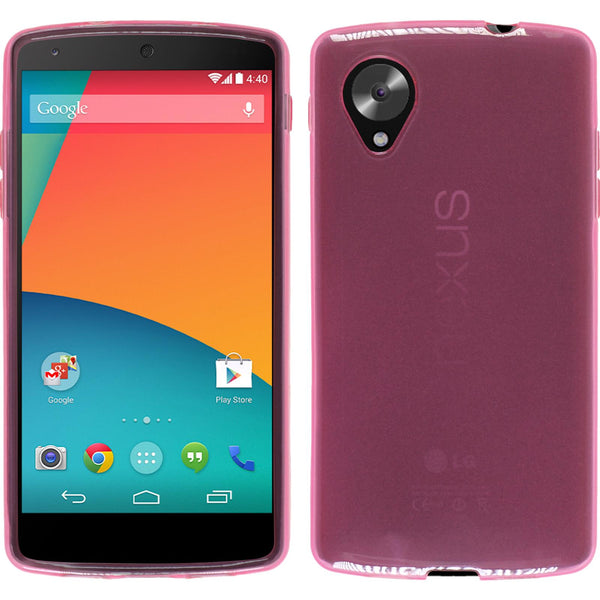 PhoneNatic Case kompatibel mit Google Nexus 5 - rosa Silikon Hülle transparent + 2 Schutzfolien