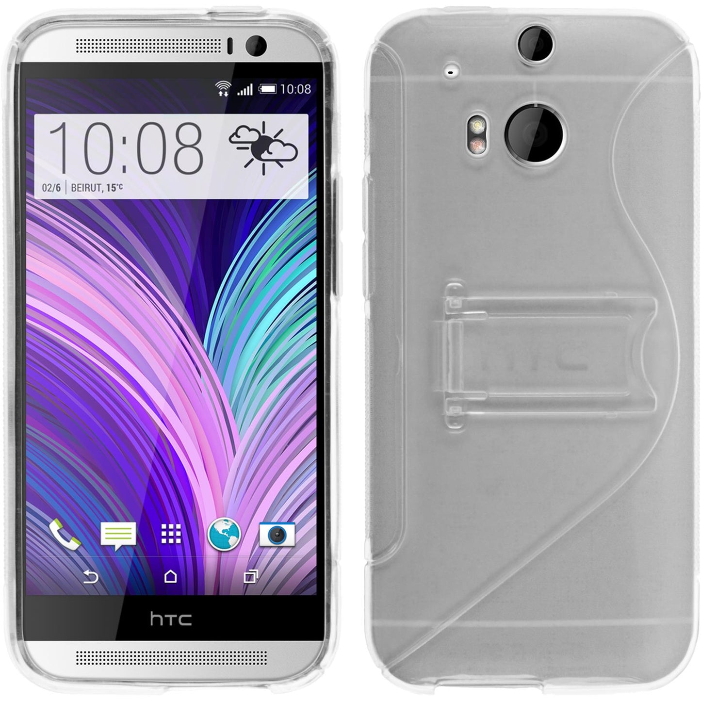 PhoneNatic Case kompatibel mit HTC One M8 - clear Silikon Hülle  + 2 Schutzfolien