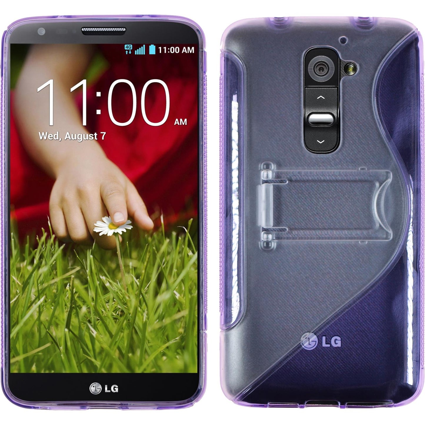 PhoneNatic Case kompatibel mit LG G2 - lila Silikon Hülle  + 2 Schutzfolien