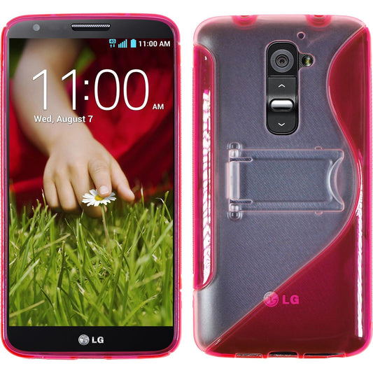 PhoneNatic Case kompatibel mit LG G2 - pink Silikon Hülle  + 2 Schutzfolien