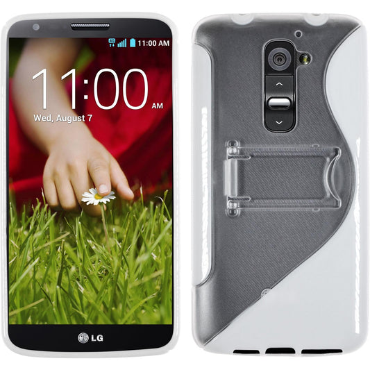 PhoneNatic Case kompatibel mit LG G2 - weiß Silikon Hülle  + 2 Schutzfolien