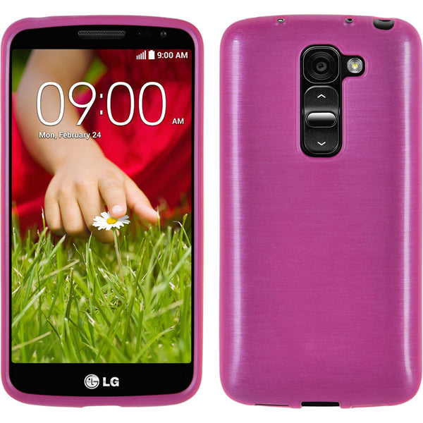 PhoneNatic Case kompatibel mit LG G2 mini - pink Silikon Hülle brushed + 2 Schutzfolien