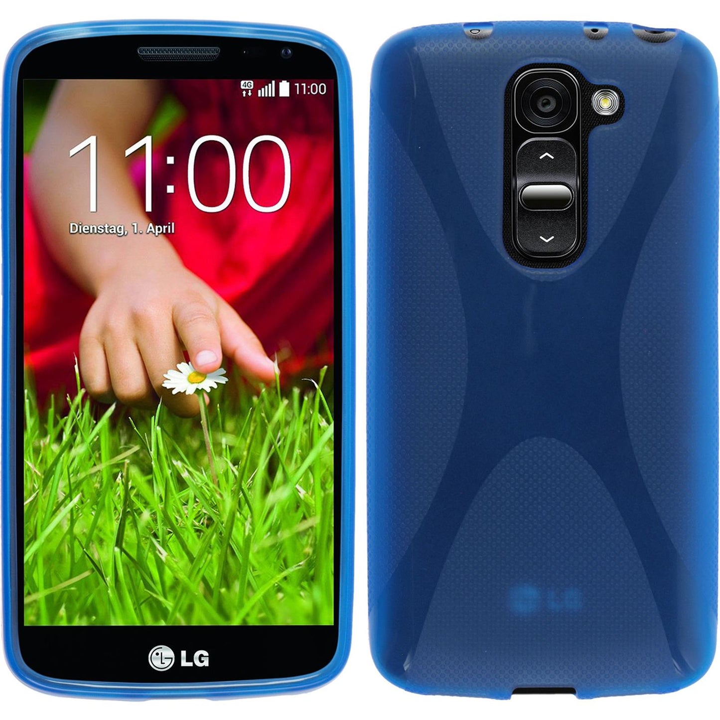 PhoneNatic Case kompatibel mit LG G2 mini - blau Silikon Hülle X-Style + 2 Schutzfolien