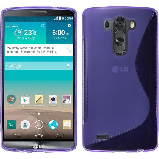PhoneNatic Case kompatibel mit LG G3 - lila Silikon Hülle S-Style + 2 Schutzfolien