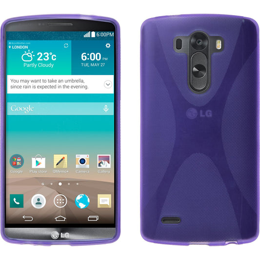 PhoneNatic Case kompatibel mit LG G3 - lila Silikon Hülle X-Style + 2 Schutzfolien