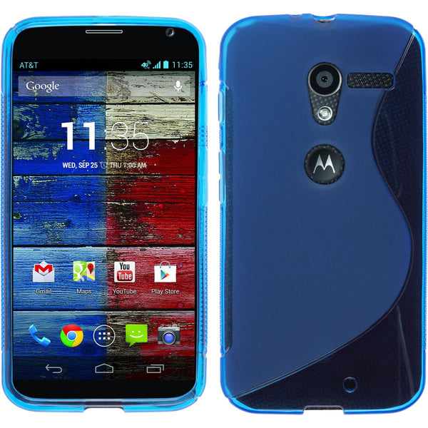 PhoneNatic Case kompatibel mit Motorola Moto X - blau Silikon Hülle S-Style + 2 Schutzfolien