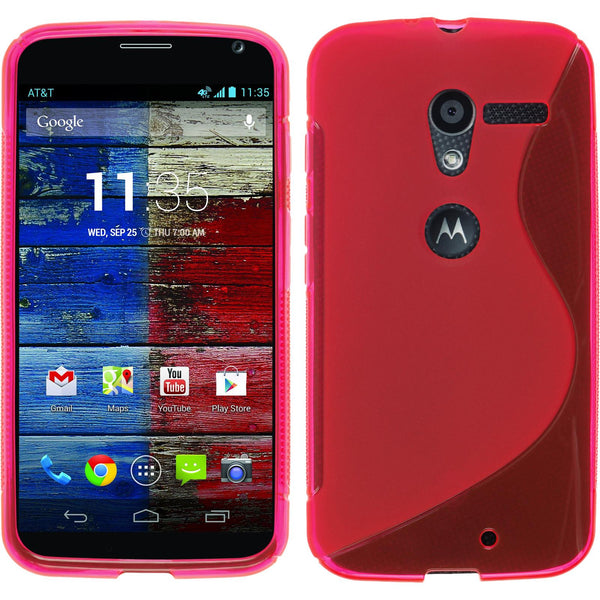 PhoneNatic Case kompatibel mit Motorola Moto X - pink Silikon Hülle S-Style + 2 Schutzfolien