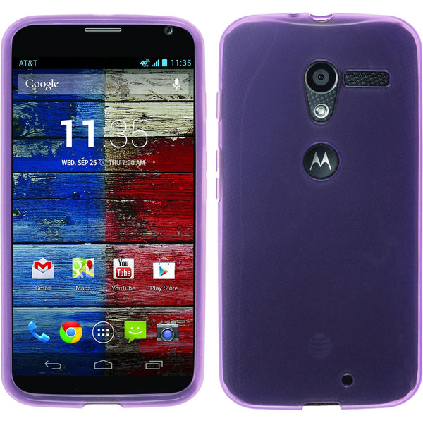 PhoneNatic Case kompatibel mit Motorola Moto X - lila Silikon Hülle transparent + 2 Schutzfolien