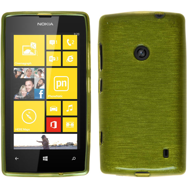 PhoneNatic Case kompatibel mit  Nokia Lumia 520 - pastellgrün Silikon Hülle brushed + 2 Schutzfolien