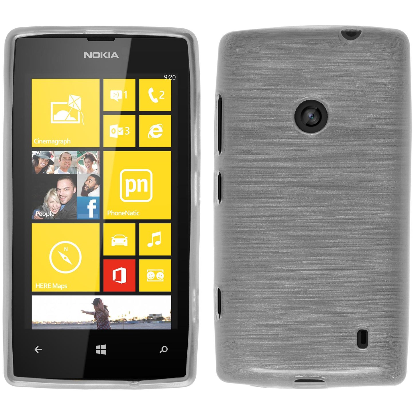 PhoneNatic Case kompatibel mit  Nokia Lumia 520 - weiß Silikon Hülle brushed + 2 Schutzfolien