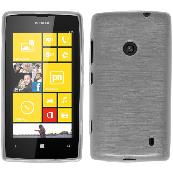 PhoneNatic Case kompatibel mit  Nokia Lumia 520 - weiß Silikon Hülle brushed + 2 Schutzfolien
