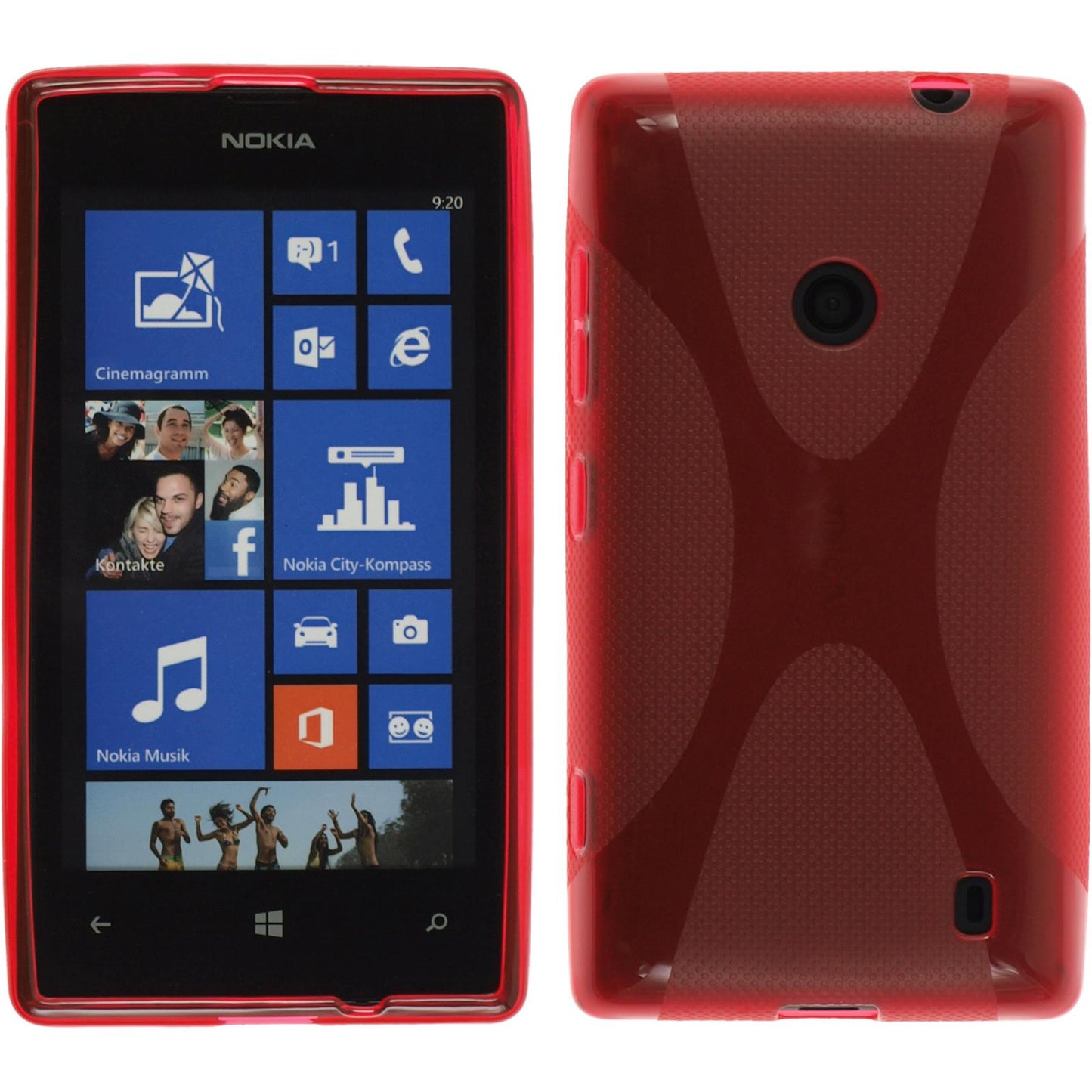 PhoneNatic Case kompatibel mit  Nokia Lumia 520 - rot Silikon Hülle X-Style + 2 Schutzfolien