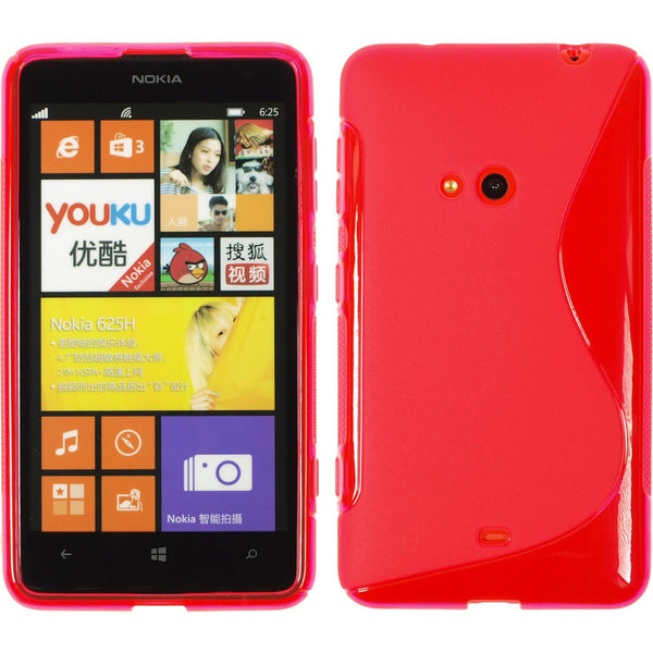 PhoneNatic Case kompatibel mit  Nokia Lumia 625 - pink Silikon Hülle S-Style + 2 Schutzfolien